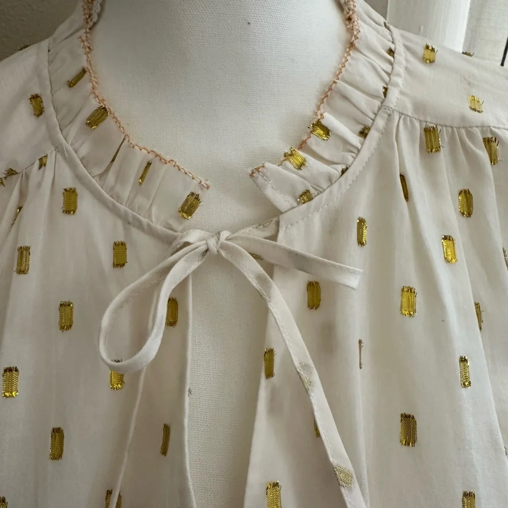Anthropologie DOLAN off white tie blouse - Picture 8 of 11